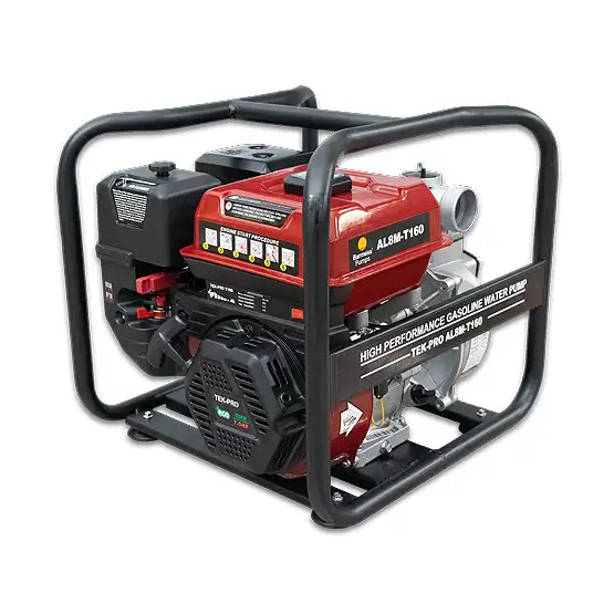 Vista posterior de la bomba autocebante modelo AL8M con motor de gasolina de Barmesa Pumps