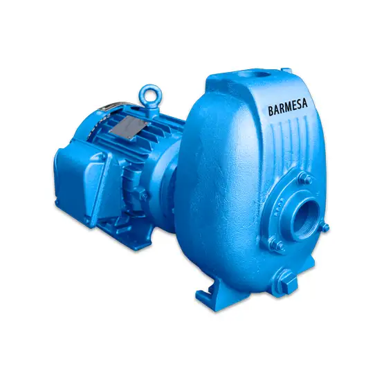 Vista izquierda de la bomba autocebante modelo 2N con motor eléctrico de Barmesa Pumps