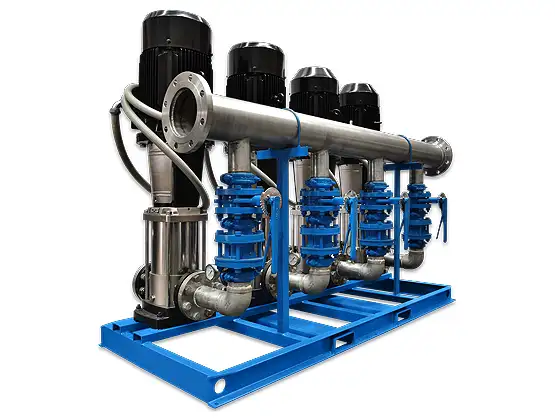 Equipo presurizador modelo EPS con cuatro bombas BMV de Barmesa Pumps para sistemas de abastecimiento de agua