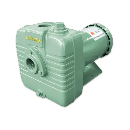 Vista derecha de la bomba autocebante BCP-CCE de 3 HP de Barmesa Pumps